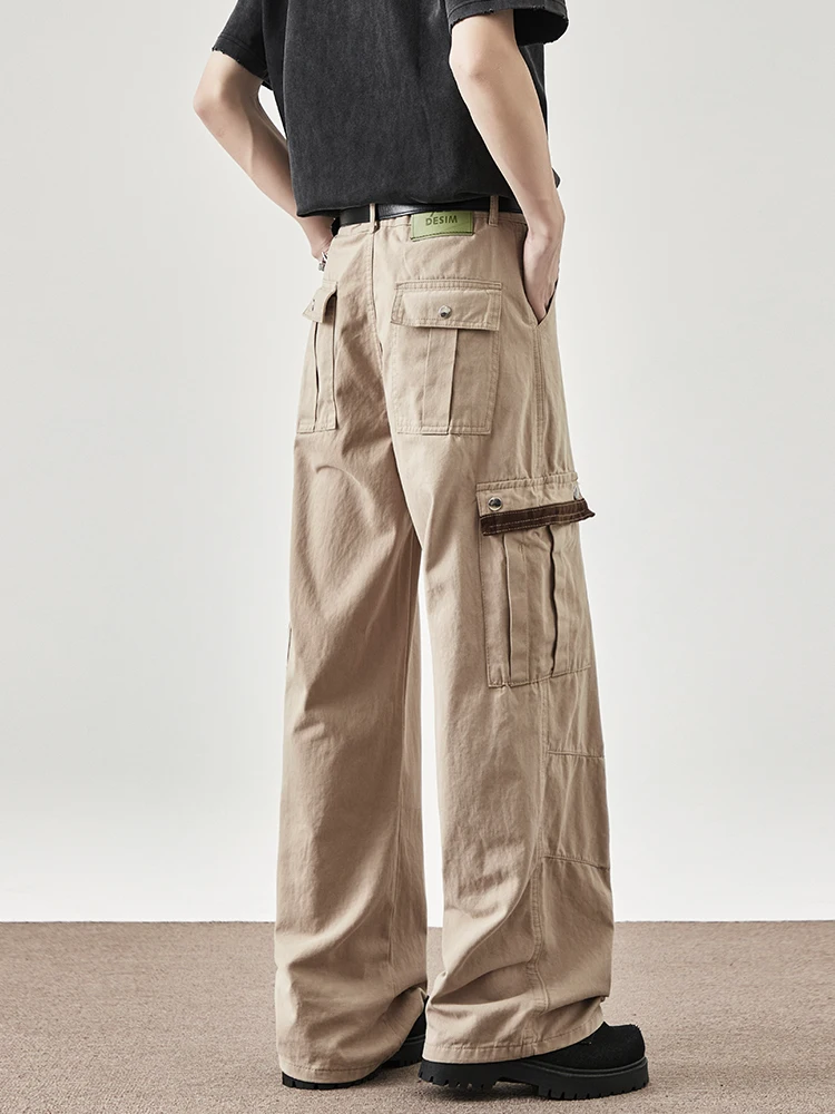 

Ретро американские рабочие брюки цвета хаки, модные брендовые новые свободные широкие драпированные повседневные брюки с несколькими карманами, хлопковые молодежные летние брюки