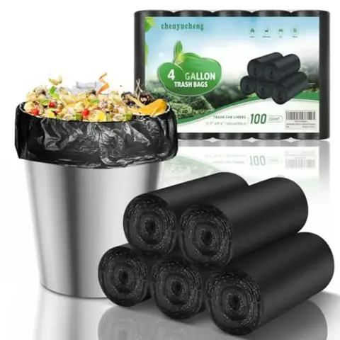 Små soppåsar 4 gallon biologiskt nedbrytbara svarta soppåsar för badrum oparfymerad kök kontor bil komposterbar avfallskorg 10 best sales biologiskt nedbrytbar - №3