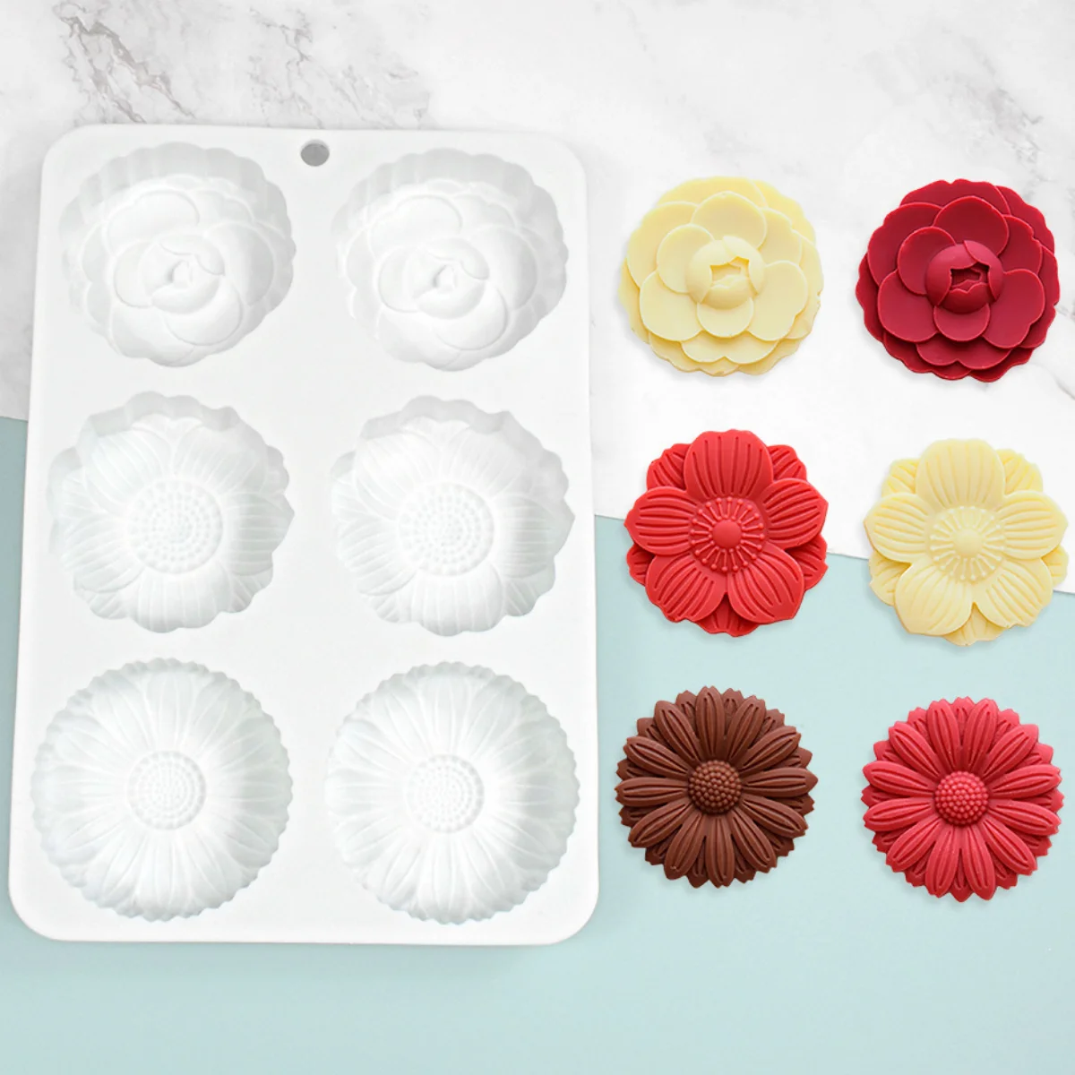 Sunflower Lotus Dessert Silicone Mold Multiple Styles Flower Mousse Cake Chocolate Biscuit Jelly Mooncake Baking Set Soap Mould