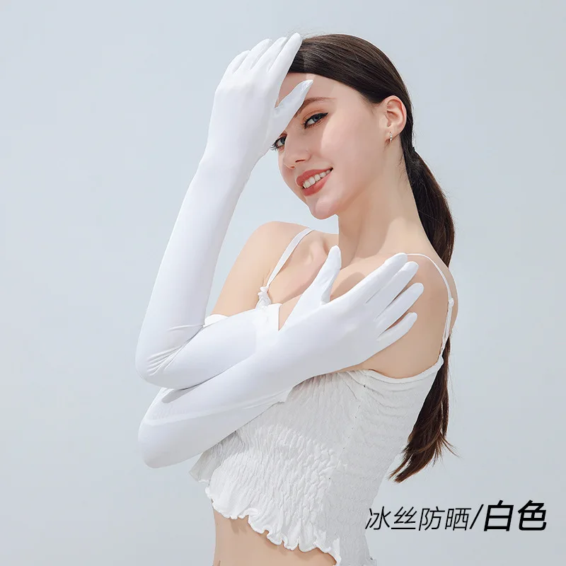 1 Pair Ice Silk Sun Protection Silk Covers Breathable Outdoor Cycling Running Fishing Basketball Anti-UV Arm Sleeves For Women