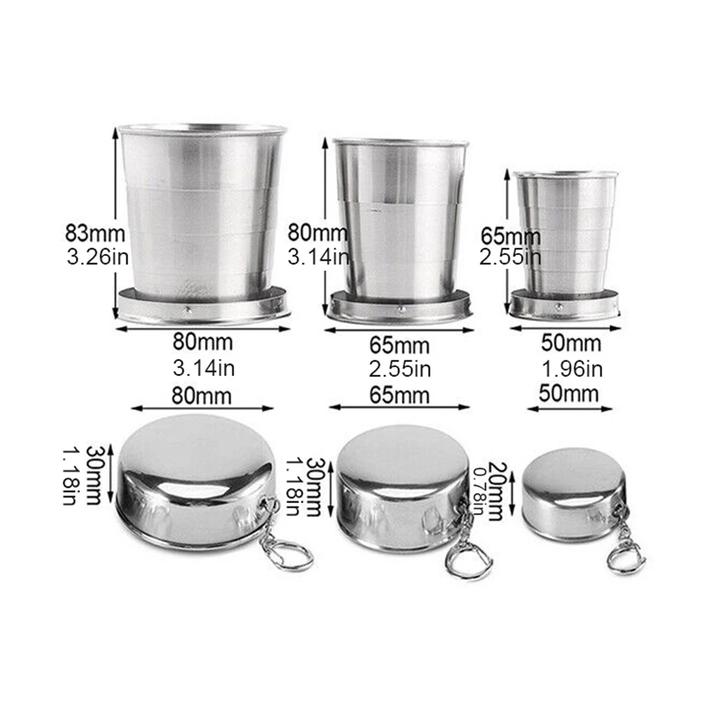 75/150/250ml Portable Stainless Steel Foldable Cup Outdoor Travel Collapsible Coffee Mug Telescopic Hiking Camping Water Cup