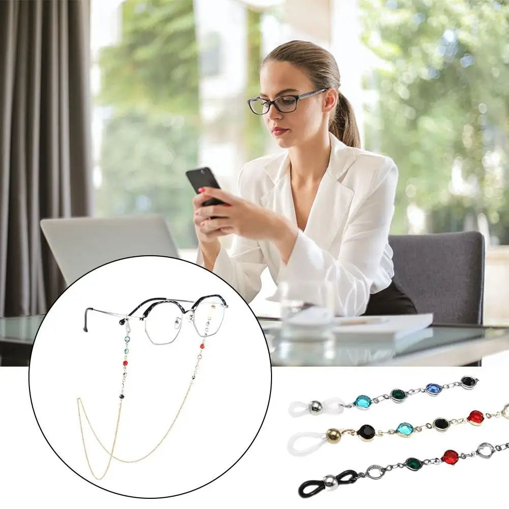 

New Colorful Crystal Bead Eyeglass Holder Fashion Glasses Chain for Women Eye Accessories Eyewear Straps Cord Sunglasses St J6D4