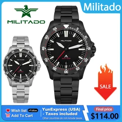 Militado ML16 PVD 39mm Men Watch VH31 Sweep/Swiss Ronda 515 Quartz Movement Luminous Sapphire Stainless Steel Watches