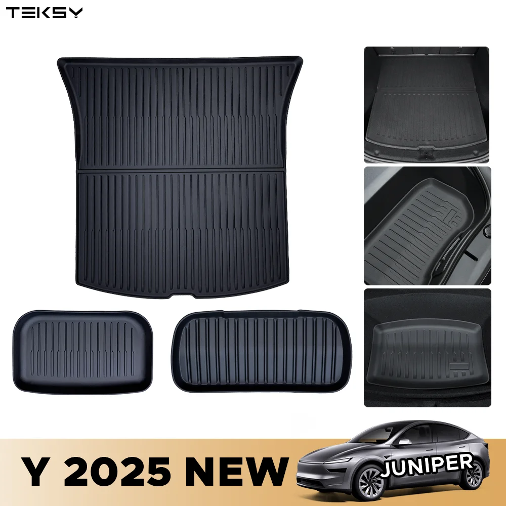 

Для Tesla New Model Y Launch 2025 Juniper 2025+ передний и задний коврик в багажник, ковер из ТПЭ, водонепроницаемые, устойчивые к атмосферным воздействиям, многослойные коврики