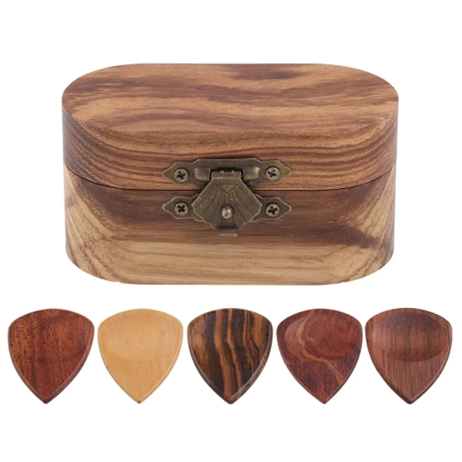 Handmade Hearted Shape Picks,Wooden Acoustic Guitar Pick Electric Bass Plectrum Wood Guitar Pick Box