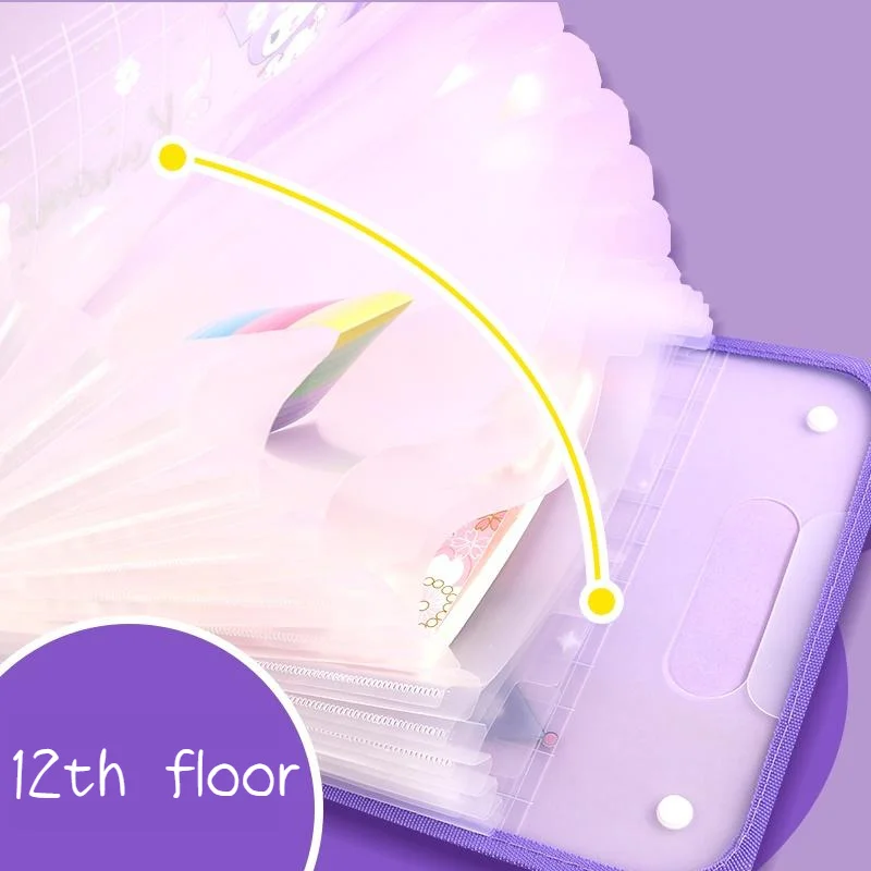 سانريو مجلد أوراق الامتحانات 12 شبكة المحمولة A4 مجلد ملفات حقيبة مستندات لطيف كورومي باتشاكو ميلودي A4 المحمولة تخزين الجهاز B