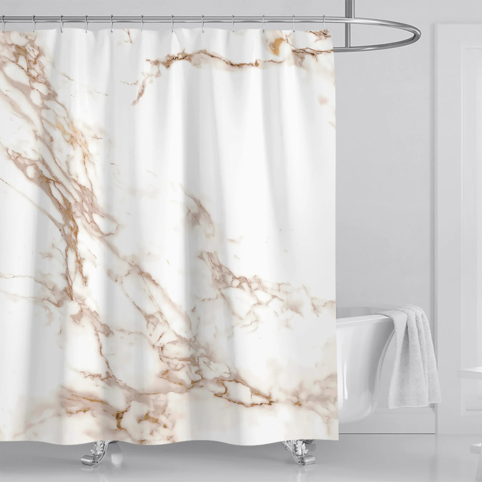 Grey Gold Marble Abstract Modern Bathroom Decoration Waterproof Washable Fabric Bathtub Deluxe Standard Shower Curtain 180 * 180