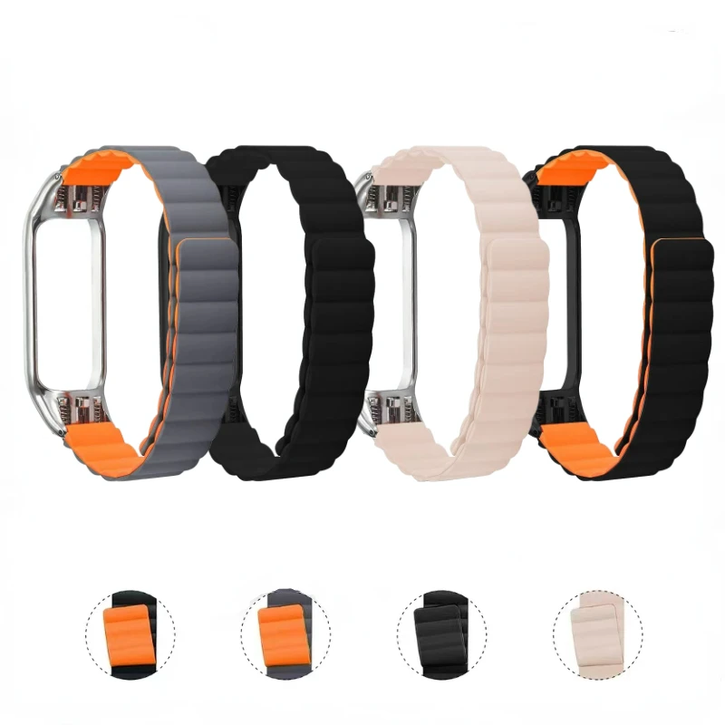 Silicone Strap with Magnetic Buckle For Xiaomi Mi Band 7 6 5 4 Magnetic Smart Sports Bracelet Strap for Xiaomi Mi band 6 5 Band