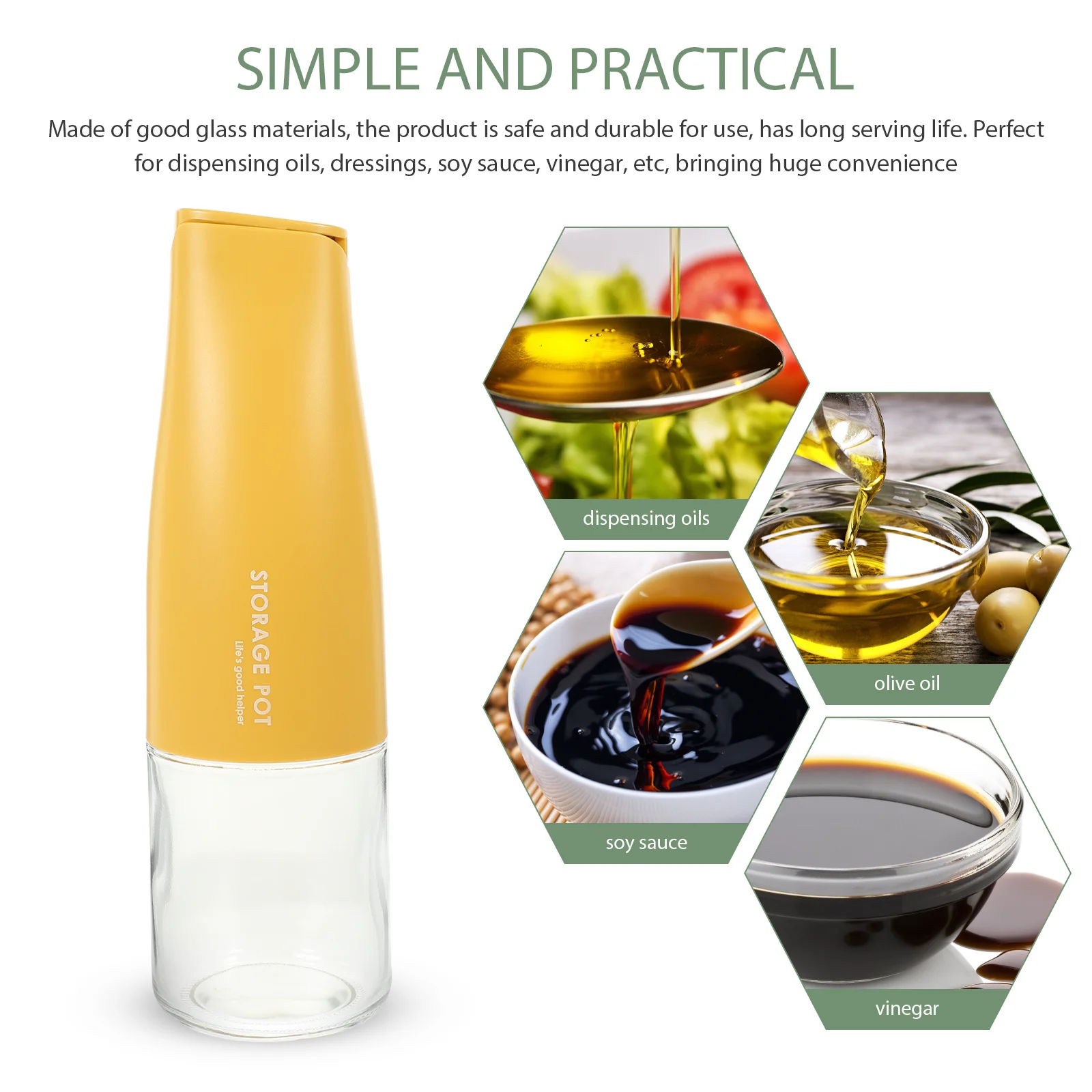 

Large Capacity Glass Vinegar Bottle Clear Oil Dispenser Kitchen Seasoning Bottle Soy Sauce Container Vinegar Dispenser