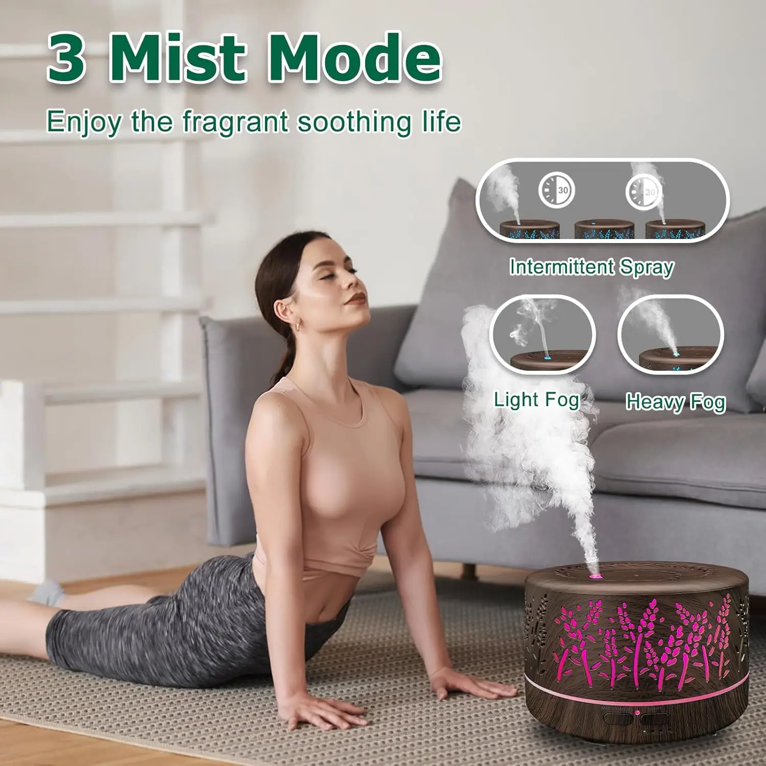 2026 New Upgrade Diffusers For Essential Oils Large Room,600ml Essential Oil Diffusers For Home,Waterless Auto Off 7 Colors