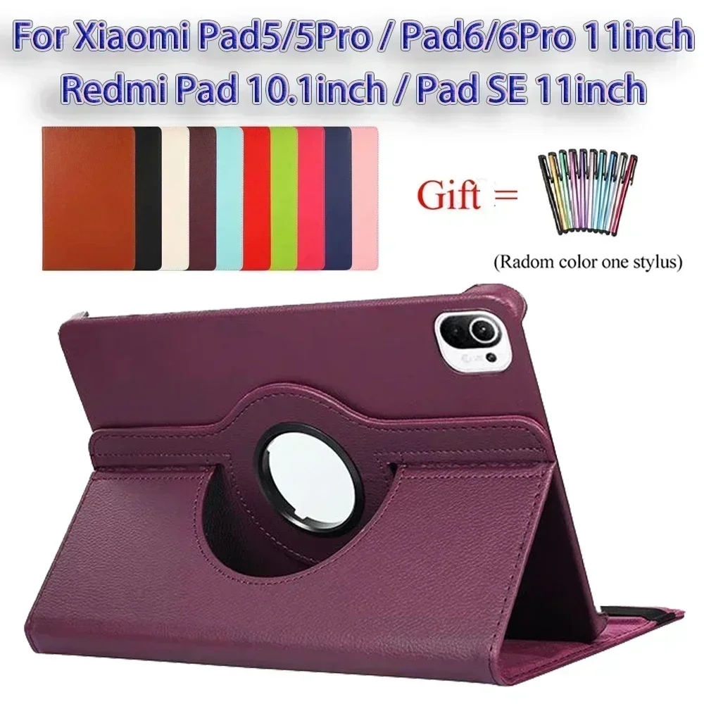 Rotating Case for Xiaomi Pad 5/Pad 6 11" Redmi Pad 10.6" Redmi Pad SE 11",PU Leather Stand Magnetic Protective Cover Funda