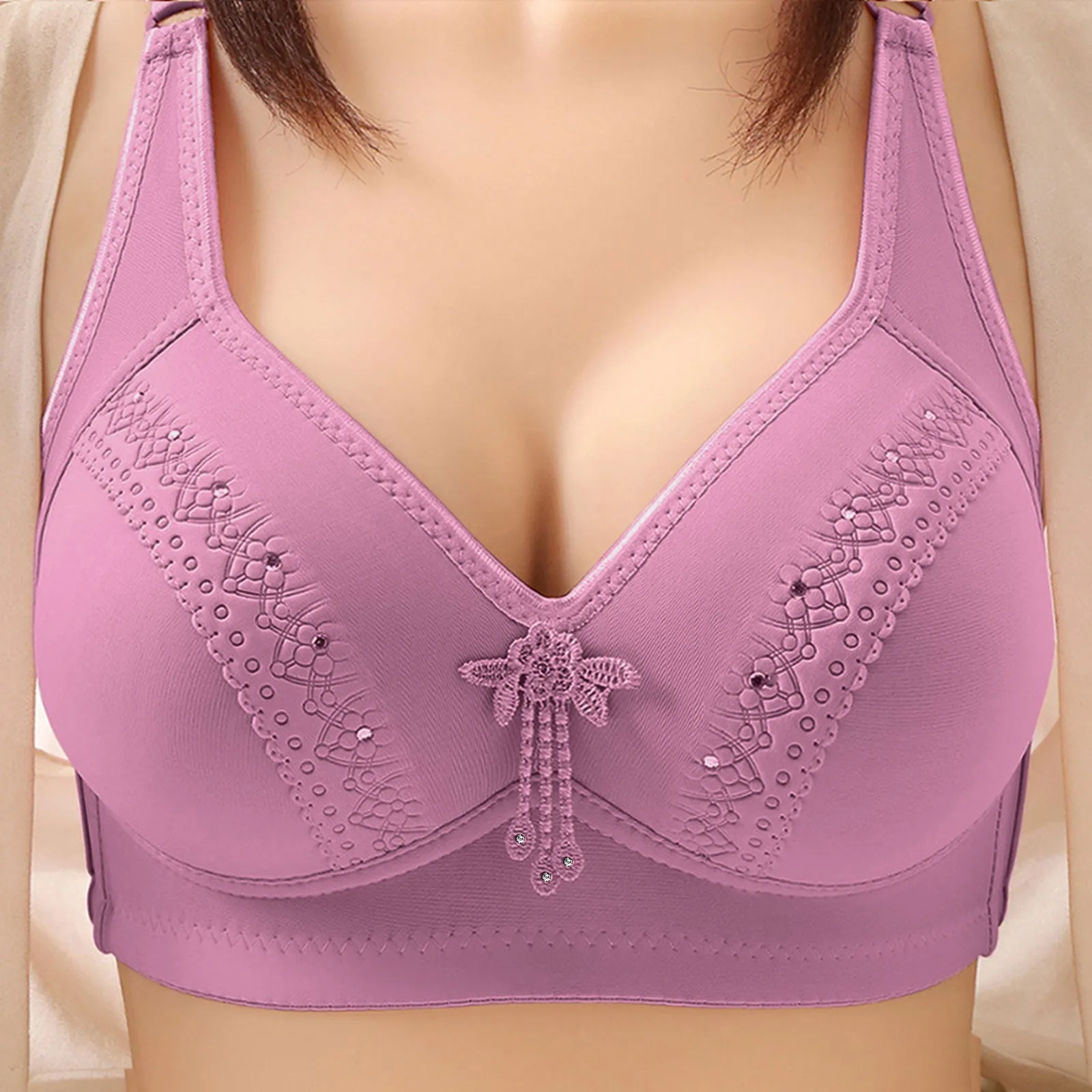 

Women's Comfortable Large Thin Sagging Side Breast Beauty Back Shining No Steel Ring Wrapping Bra