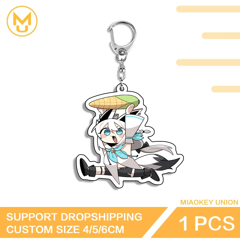 Kawaii Shirakami Fubuki Good Luck Jingli Keyring Chibi Vtuber Hot Selling Lightweight Props Pretty DIY Jewelry Decoration
