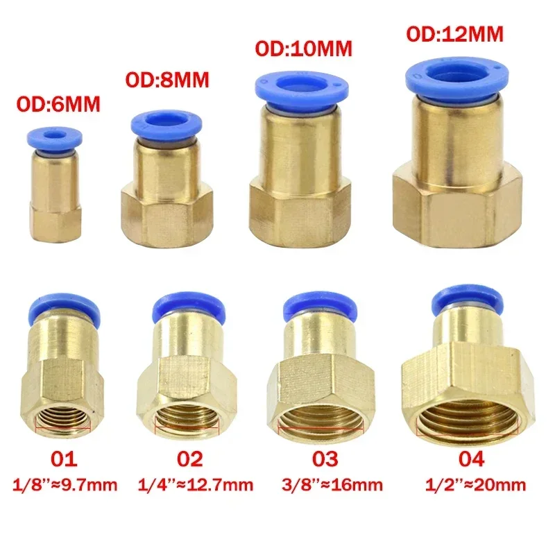 20Pcs Pneumatic Air Connector Fitting PC PCF PL SL 4mm 6mm 8mm Thread 1/8 1/4 3/8 1/2 Hose Fittings Pipe Quick Connectors