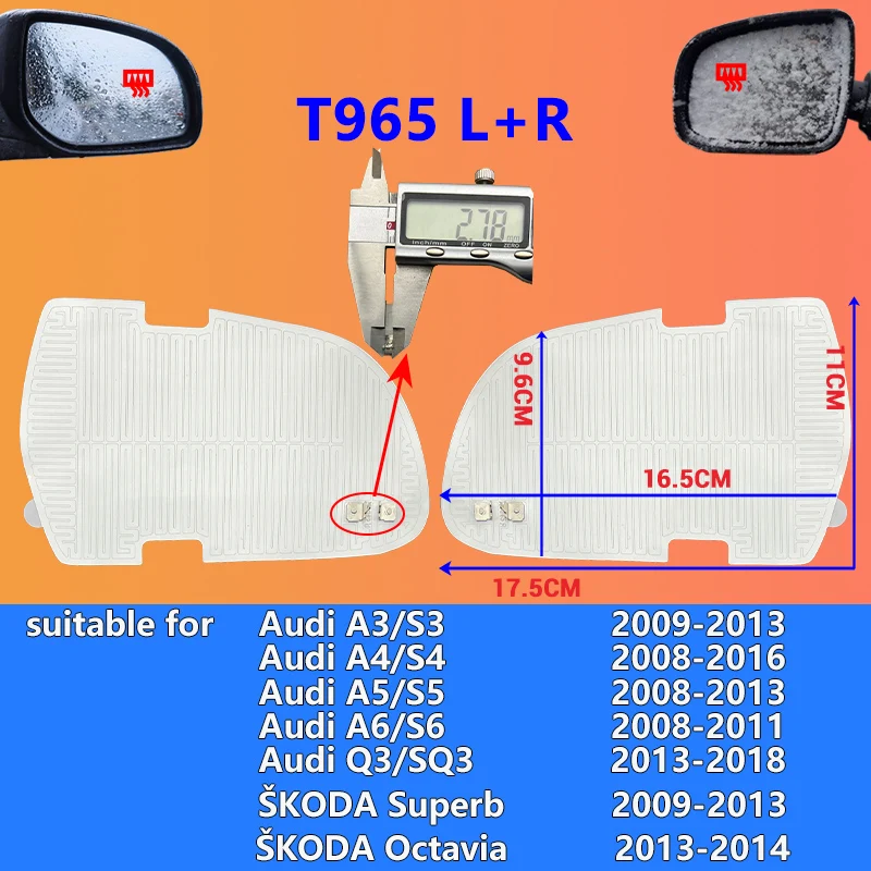 Para Audi A3 A4 A5 A6 A8 Q3/KODA Superb almohadilla calefactora para espejo retrovisor # Calentador de espejo retrovisor de agua de lluvia/garrado/niebla/coche de extracción rápida
