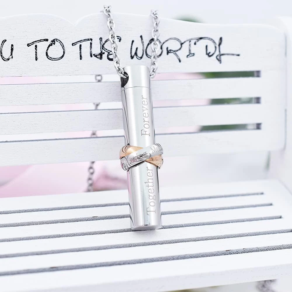Together Forever Engrave Urn for Ashes Keepsake Urns Cremation Jewelry Cremation Urn Necklace for Pet/Human Ashes Necklace