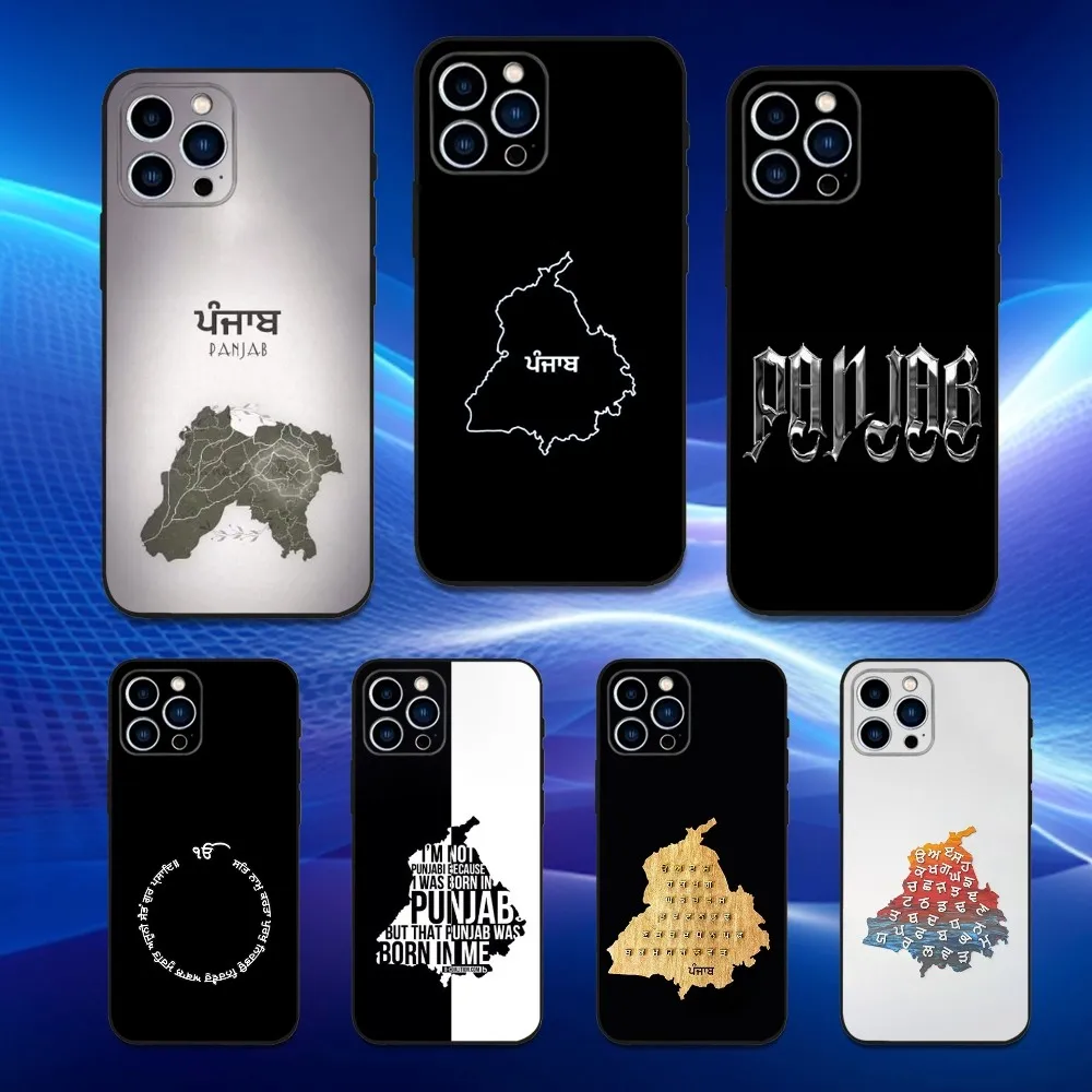 

Art P-Punjab Map Phone Case For iPhone 16,15,14,13,12,11 Plus,Pro Max,XS,X,XR,SE,Mini,8,7,Soft Silicone Black Cover