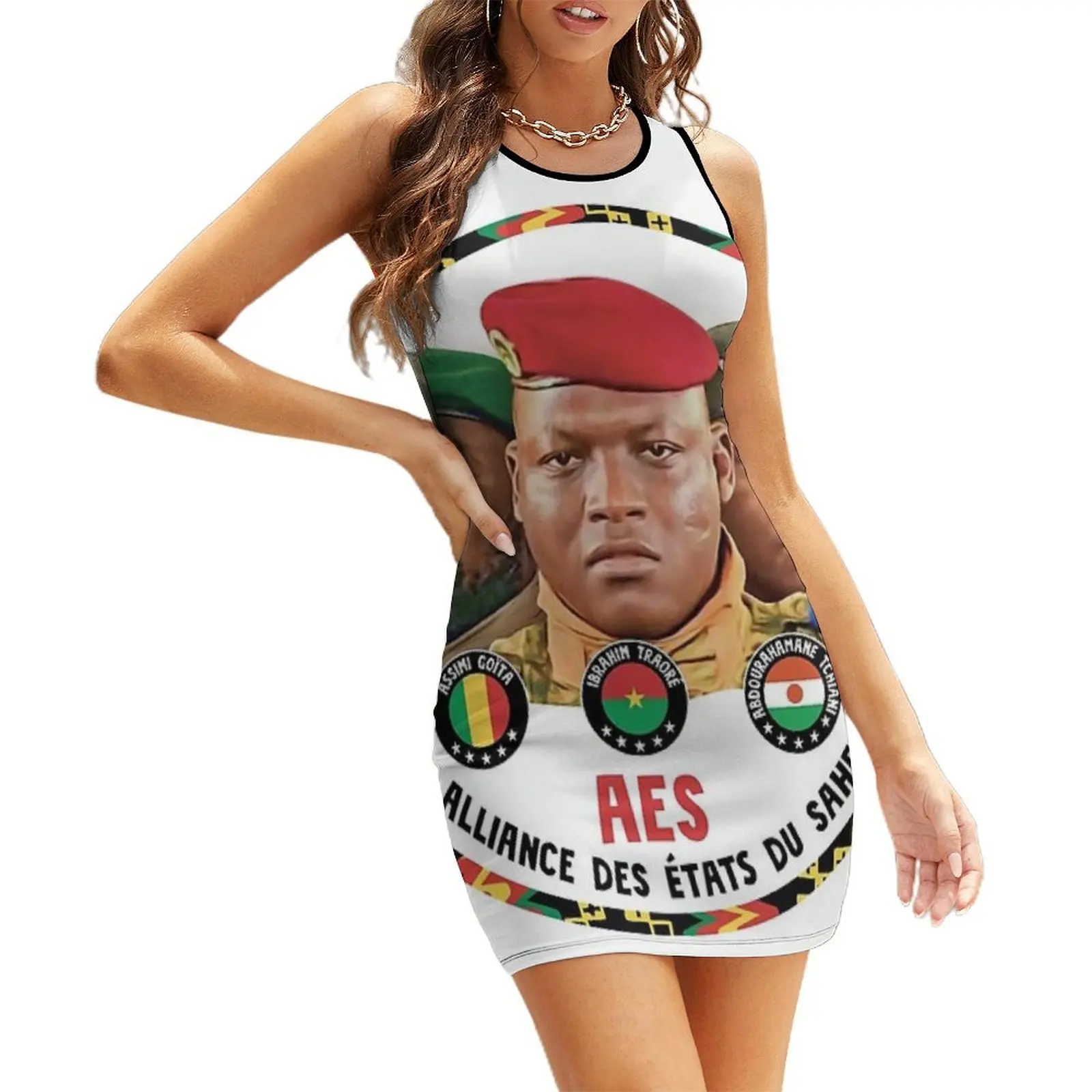 

Africa, AES-Alliance of Sahel States Sleeveless Sundress Summer women's clothing clothes for woman dresses summer