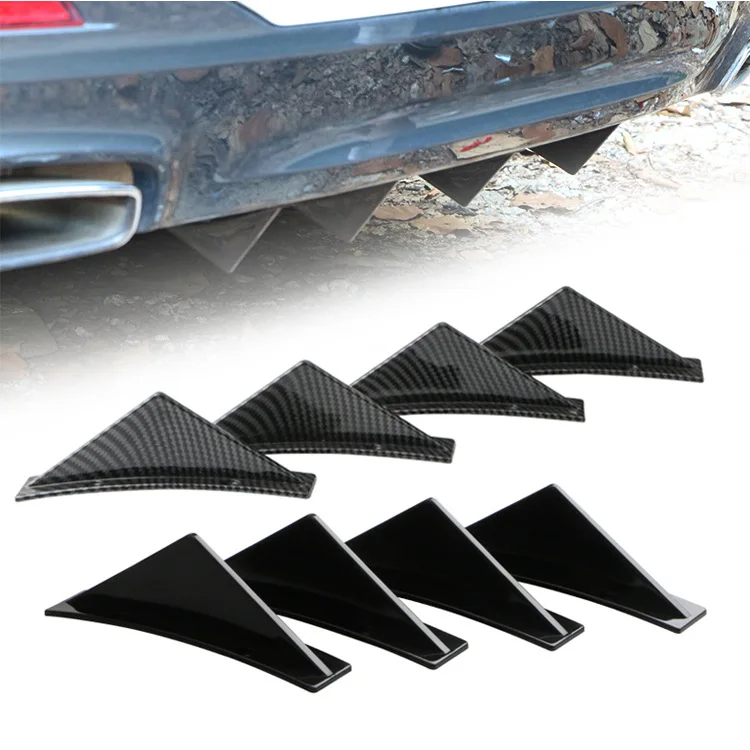 4PCS Curved Rear Bumper Diffuser Lip Splitter Canard Spoiler Universal for Audi A3 A4 B6 B8 B7 B5 B9 A6 C5 C6 C7 A5 Q5 Q7 8P 8V