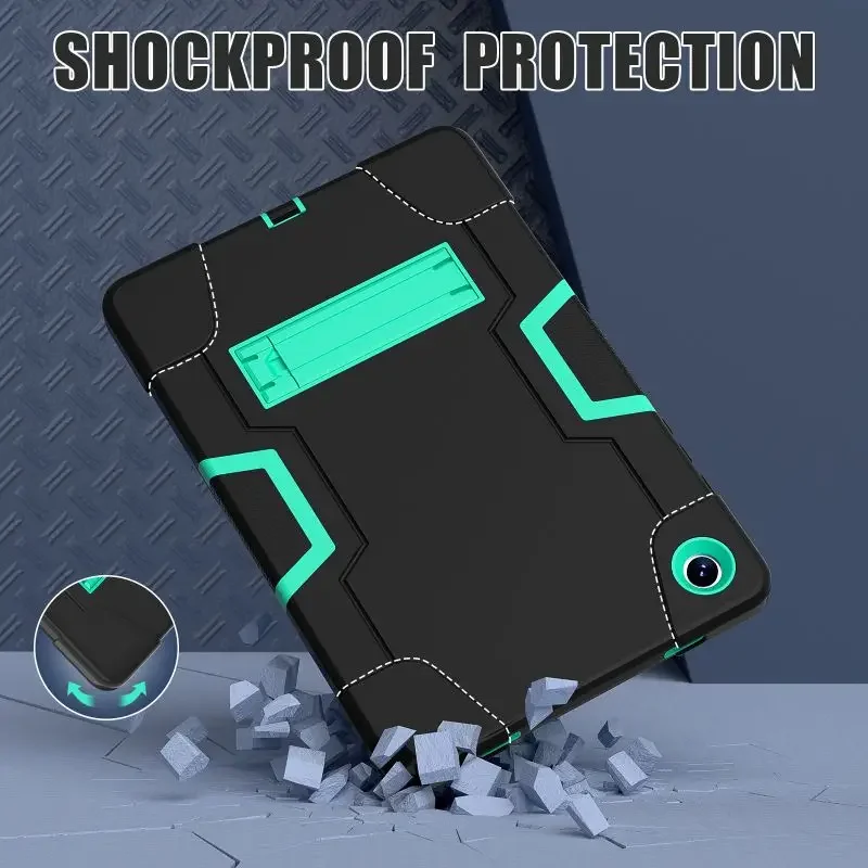 Heavy Duty Silicone PC Hard Armor Case For Samsung Galaxy Tab A9 Plus 11 A8 A7 Lite 8.7 S9 Plus Tablet Stand ShockProof Cover