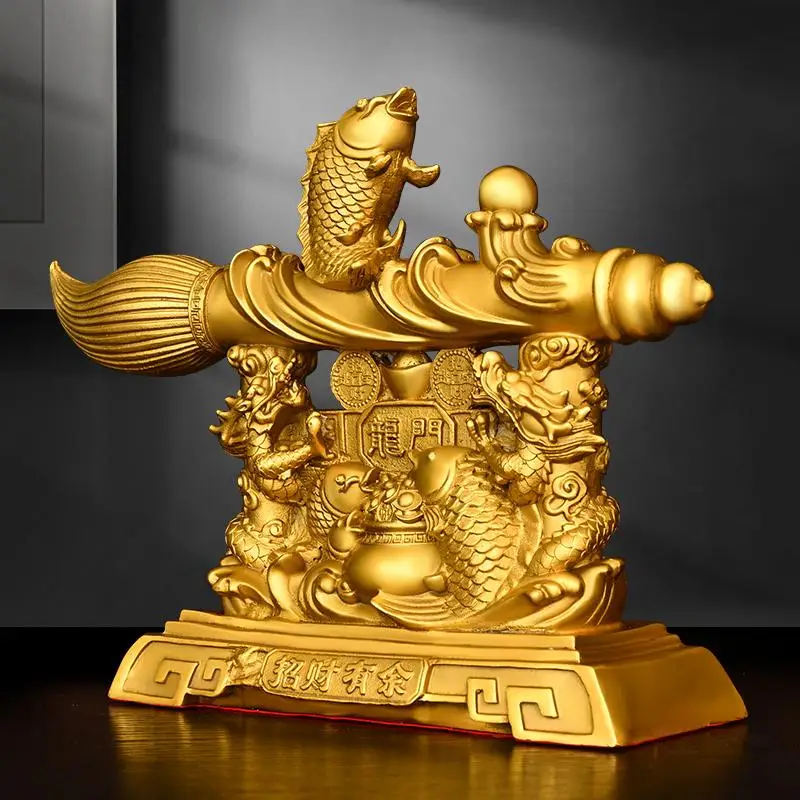 Pure Brass Fortune with More than Wenchang Pen Ornaments Home Leaping Carp Fortune Lucky Handicraft Equipment Ornaments