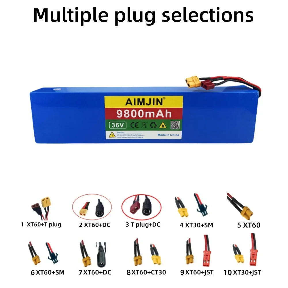 10S3P 9800mAh, 36V, 18650 rechargeable lithium battery pack, high-power modified electric vehicle with BMS