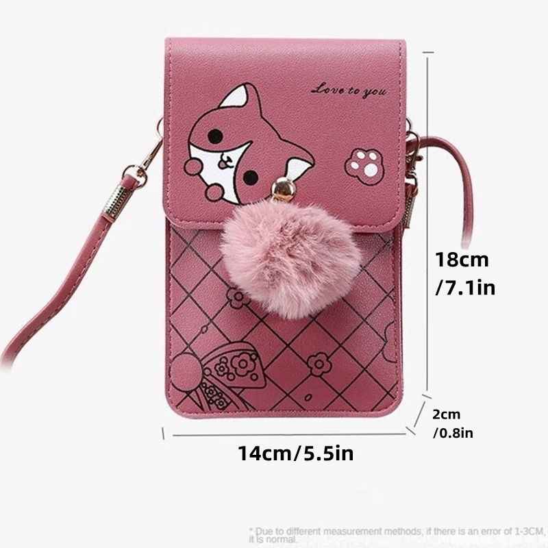 Multifunktionale Damen-Handytasche mit Touchscreen-Funktion, Kartenetui, Umhängetasche, Alltagstasche, Handtasche mit Schnallenverschluss für Mädchen – Detail 6