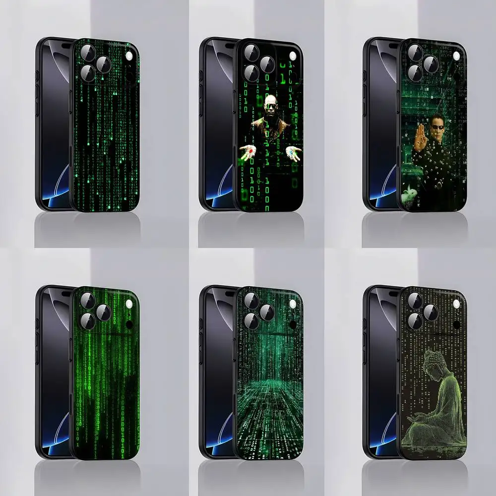 

Digital Rain Code The M-Matrix Phone Case For iPhone 17,16,15,14,13,12,Pro,Max,Plus,E,Air,Mini Black Soft Cover