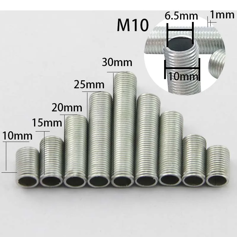 10PCS M10 Dental Tube Hollow Threaded Rod Led Lamp Head Link Fixed Base Support Rod Lighting Accessories Screws