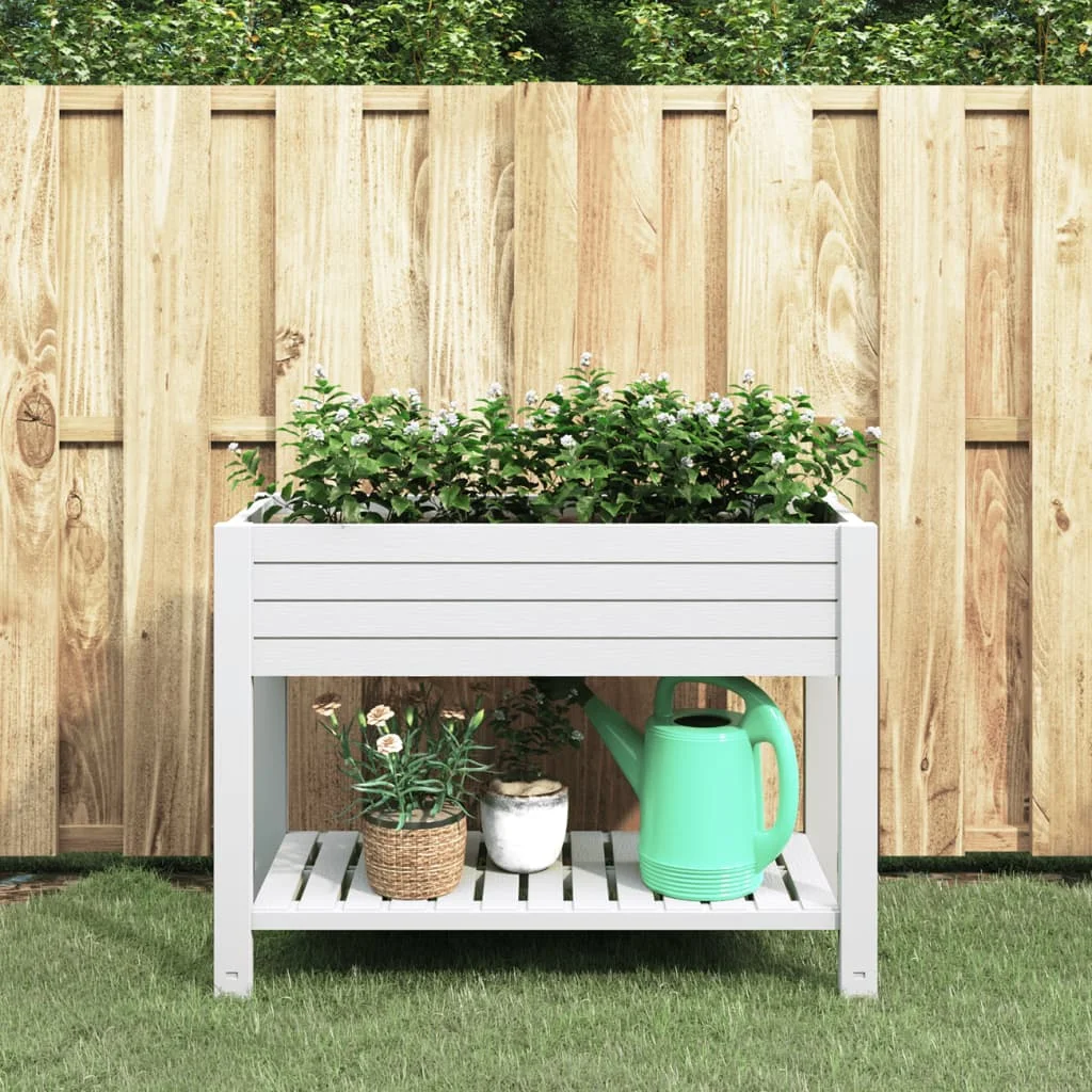 Hochbeet für den Garten, weiß, 110x45x79 cm, aus Polypropylen, geeignet für den Anbau von Blumen und Gemüse. – Detail 1