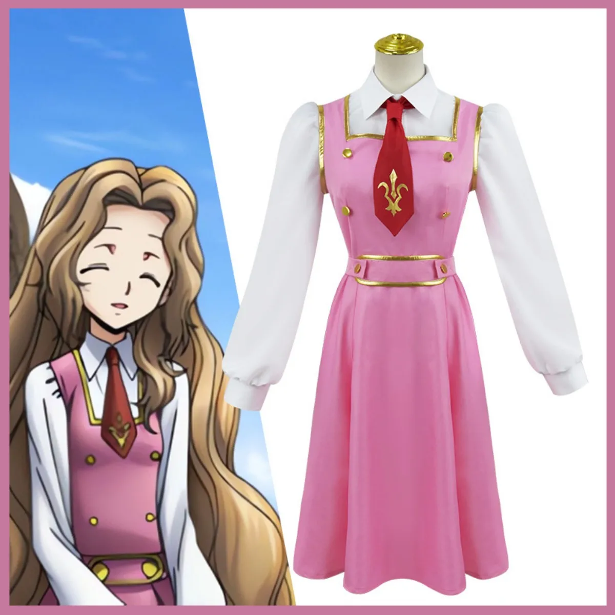 Anime Code Geass Lelouch of The Rebellion Nunnally Vi Britannia Cosplay Costume Nunnally Lamperouge Pink School Uniform Suit