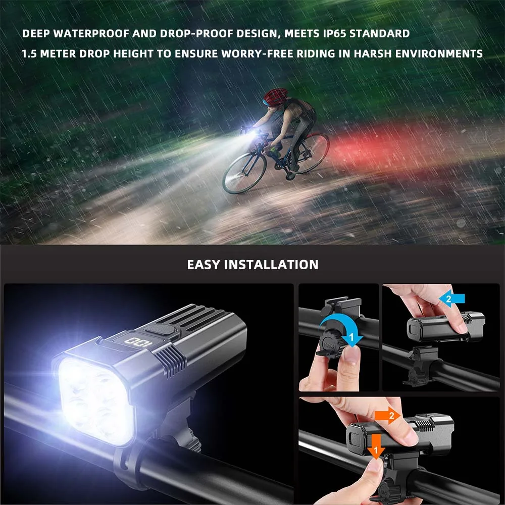 7000Lm Bicycle Light Bike front Rechargeable USB Bike Light Torch Cycling Headlamp Bicycle lamp Built in 18650 Battery