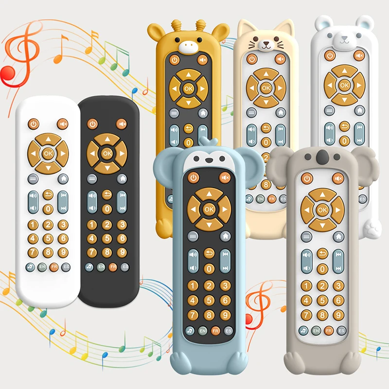 Baby Silicone TV Remote Control Cartoon Animal Children With Music Remote Control Early Education Cognitive Toys