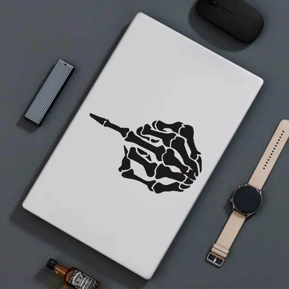 Skull Middle Finger Flip Off Vinyl Decal Sticker Window Wall car Bumper Laptop - Image 3
