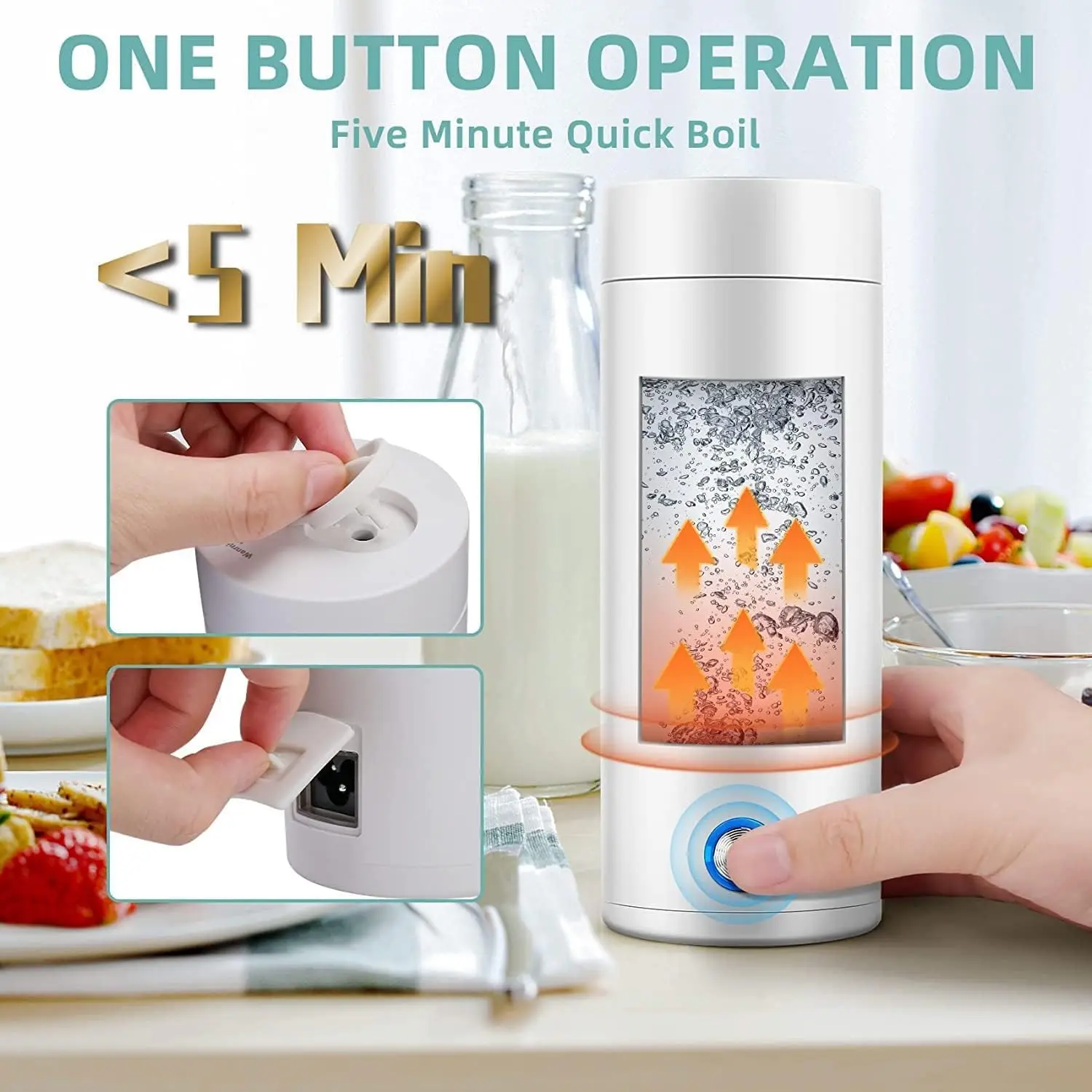Travel Kettle, Travel Portable Kettles Coffee Tea Food Grade, 3 In 1 Mini Electric Kettle, Automatic Shut Off Small Kettle, Wate