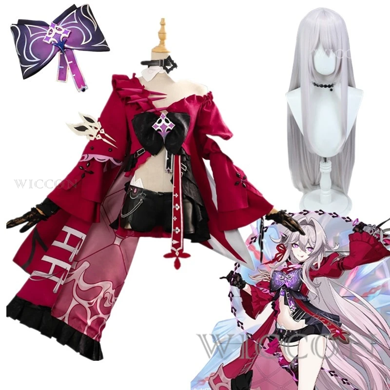 أزياء هونكاي إمباكت الثالث ثيليما التأثيرية أزياء جميلة وجميلة فستان موحد أحذية شعر مستعار للنساء بدلة لعب الأدوار لحفلات الهالوين