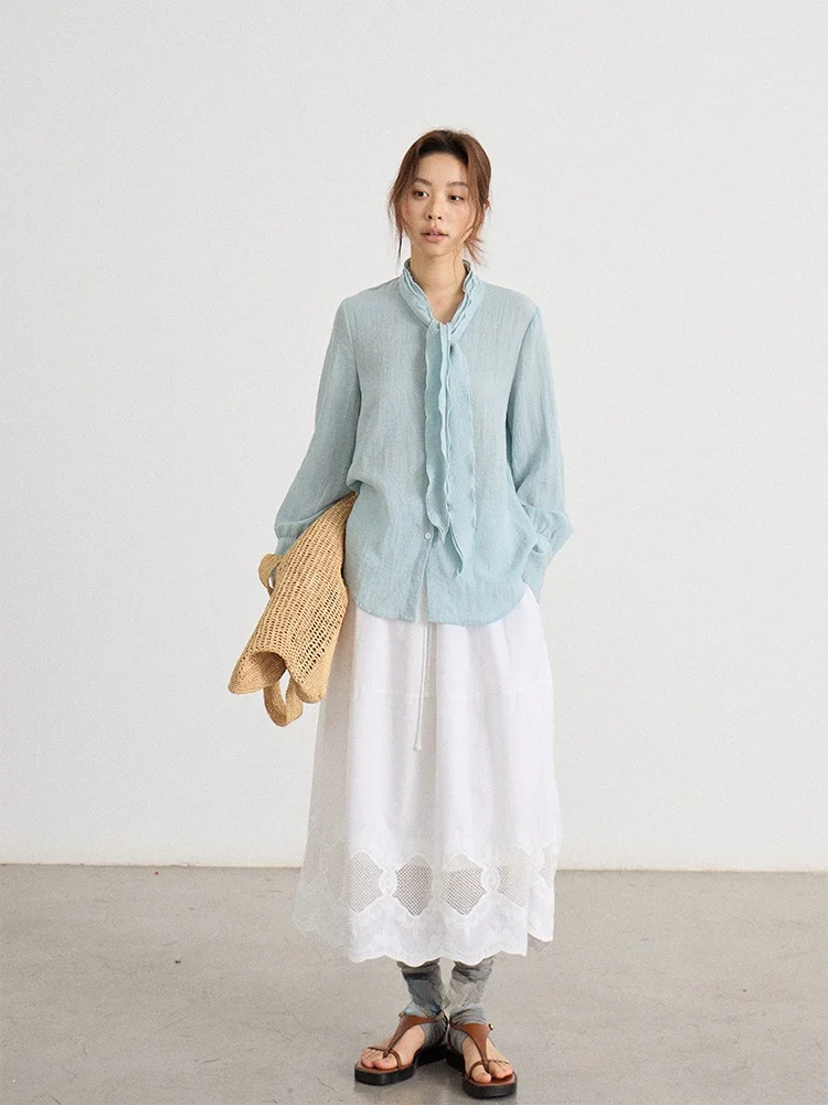 

about Passion High Waist A-Line Skirt Lace Paneling Half-length Casual Style Ladies' Skirt Spring Collection Chinese Origin
