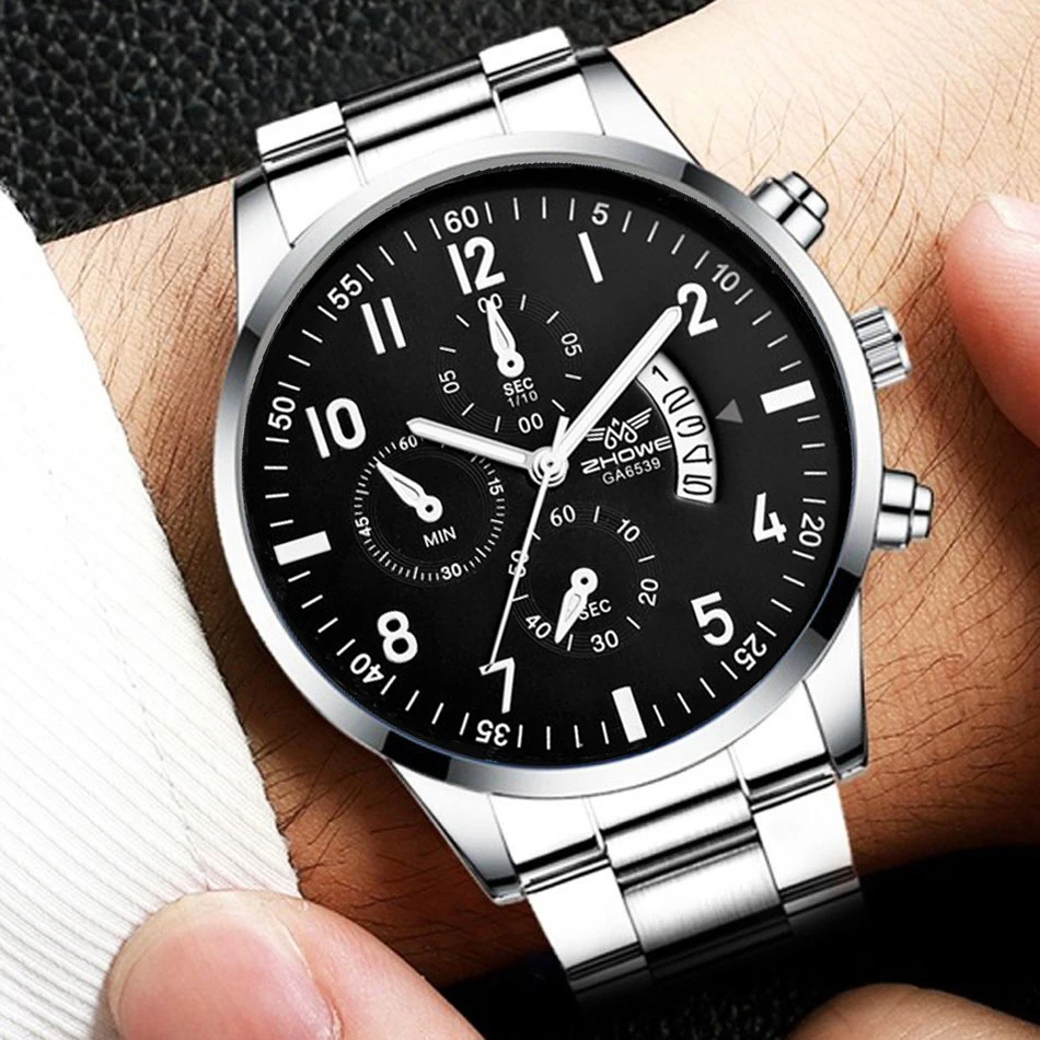 1PC Men's Luxury Watch Fashion Business Calendar Men's Steel Belt Watch Men's Christmas Valentine's Day Gift