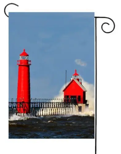 Grand Haven Lighthouse Garden Flag ~ 12x18 ~ Double Sided Soft Flag