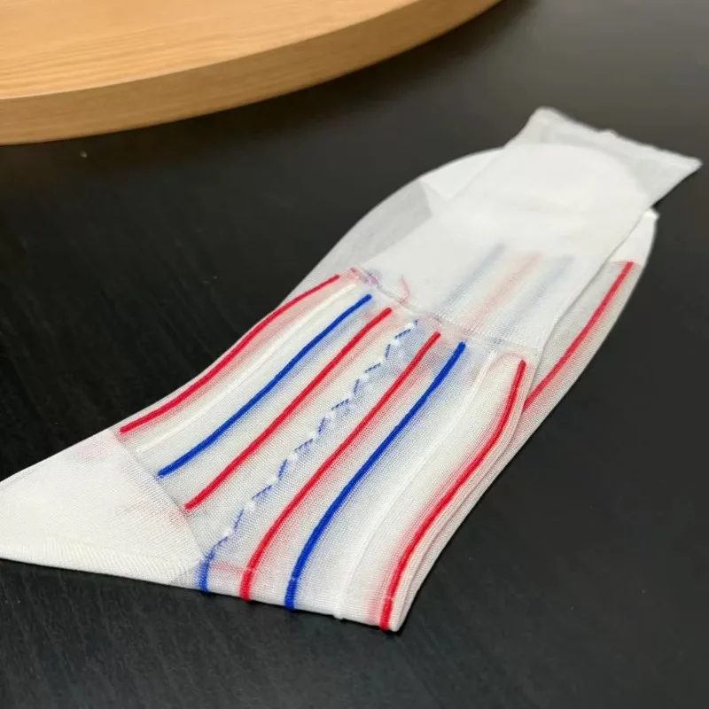 

Мужские классические носки, деловой костюм, прозрачные нейлоновые полосатые дышащие тонкие классические носки средней длины для официальной одежды, прозрачные чулки