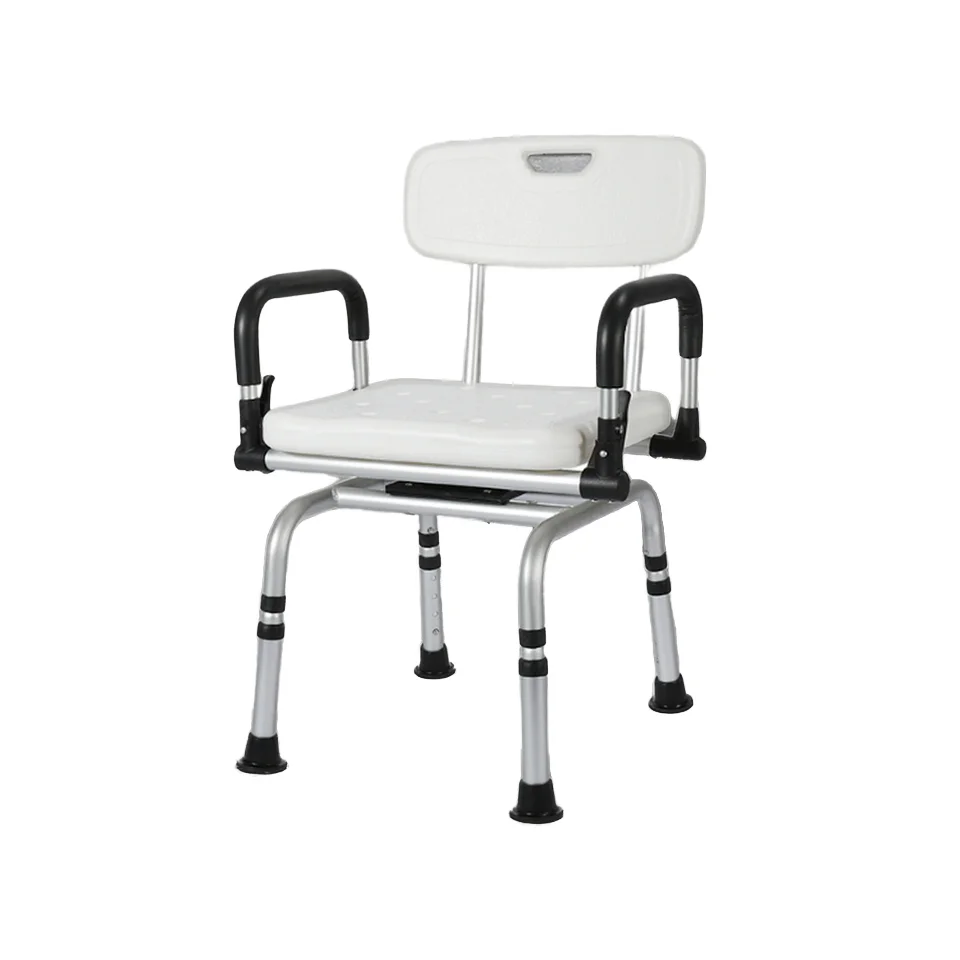 Shower Chair With Legs Backrest Armrest for Elderly Bathroom Bath Safety Equipment Adjustable Non Slip Stool for Seniors