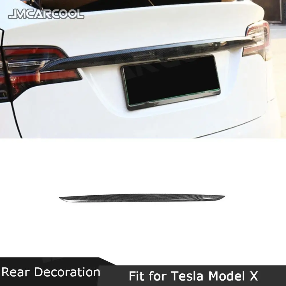 

JMCARCOOL Carbon Fiber Rear Trunk Door Decoration Trim Cover Sticker For Tesla Model X SUV 2020 ABS Carbon Look Car Styling