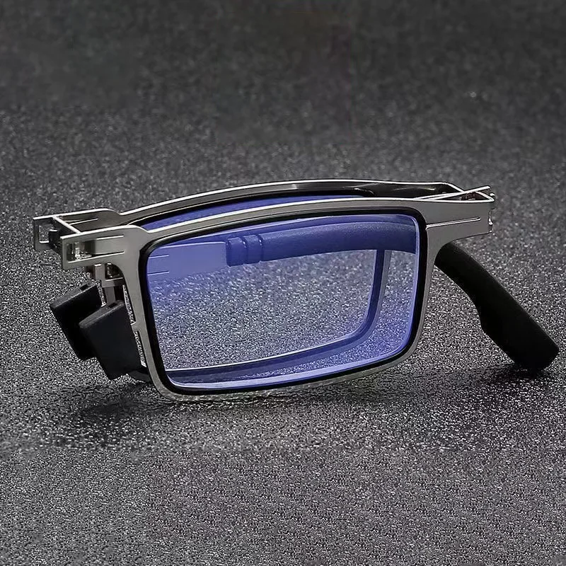 Metal Blue light blocking High Definition vintage Folding Portable Polarized Men\'s  Reading Glasses