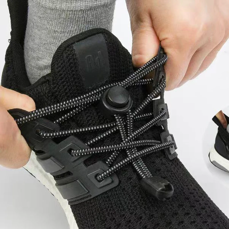 Spring-loaded latch shoelace Round No Tie Elastic Shoelaces Children's and Adult's Quick-Release Shoelace 1Pair/3Pair