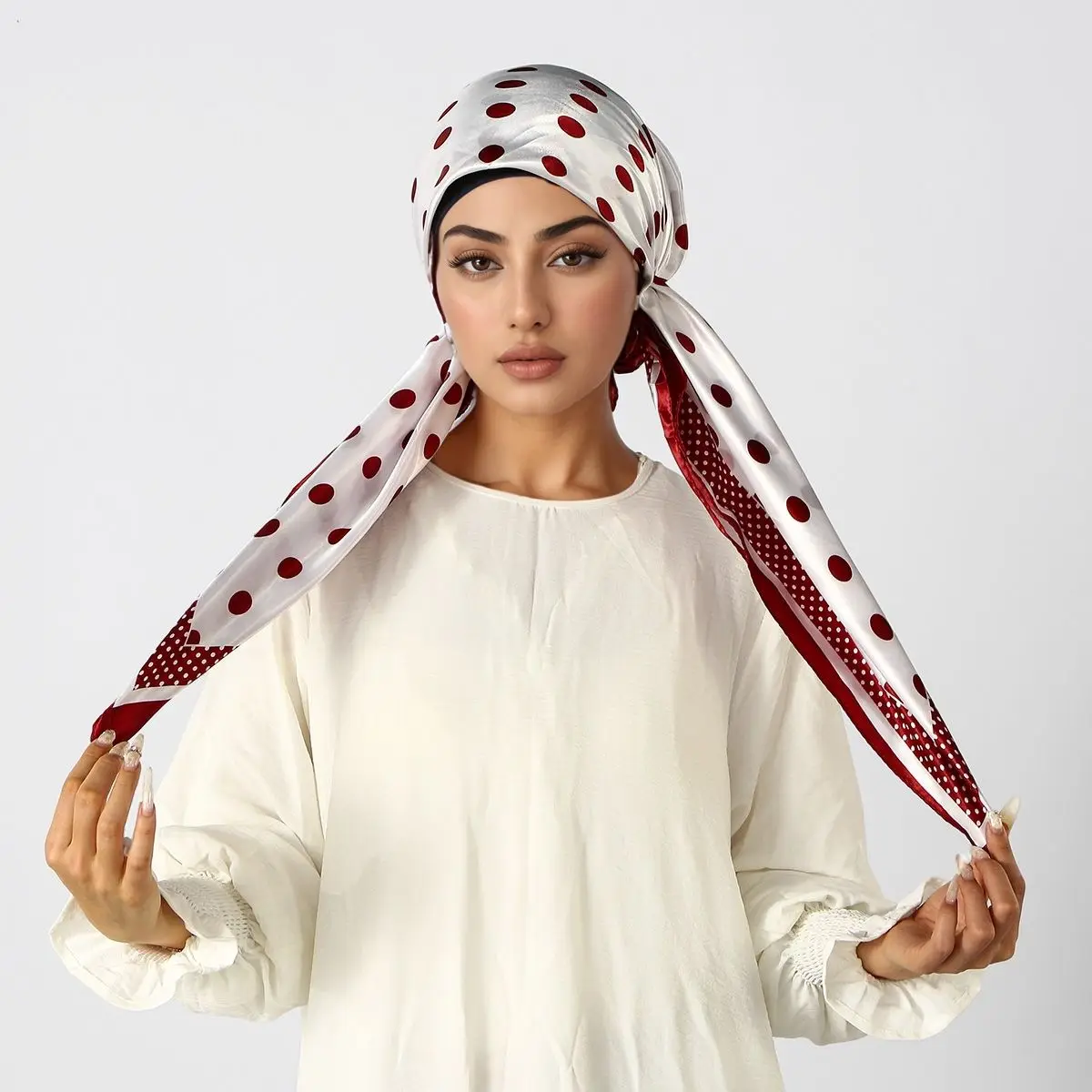 Fashion Muslim Printed Instant Hijab Cap Satin Scarf Turban Hair Bonnet Turban Headwrap For Sleeping Elastic Hair Bonnet Bandana