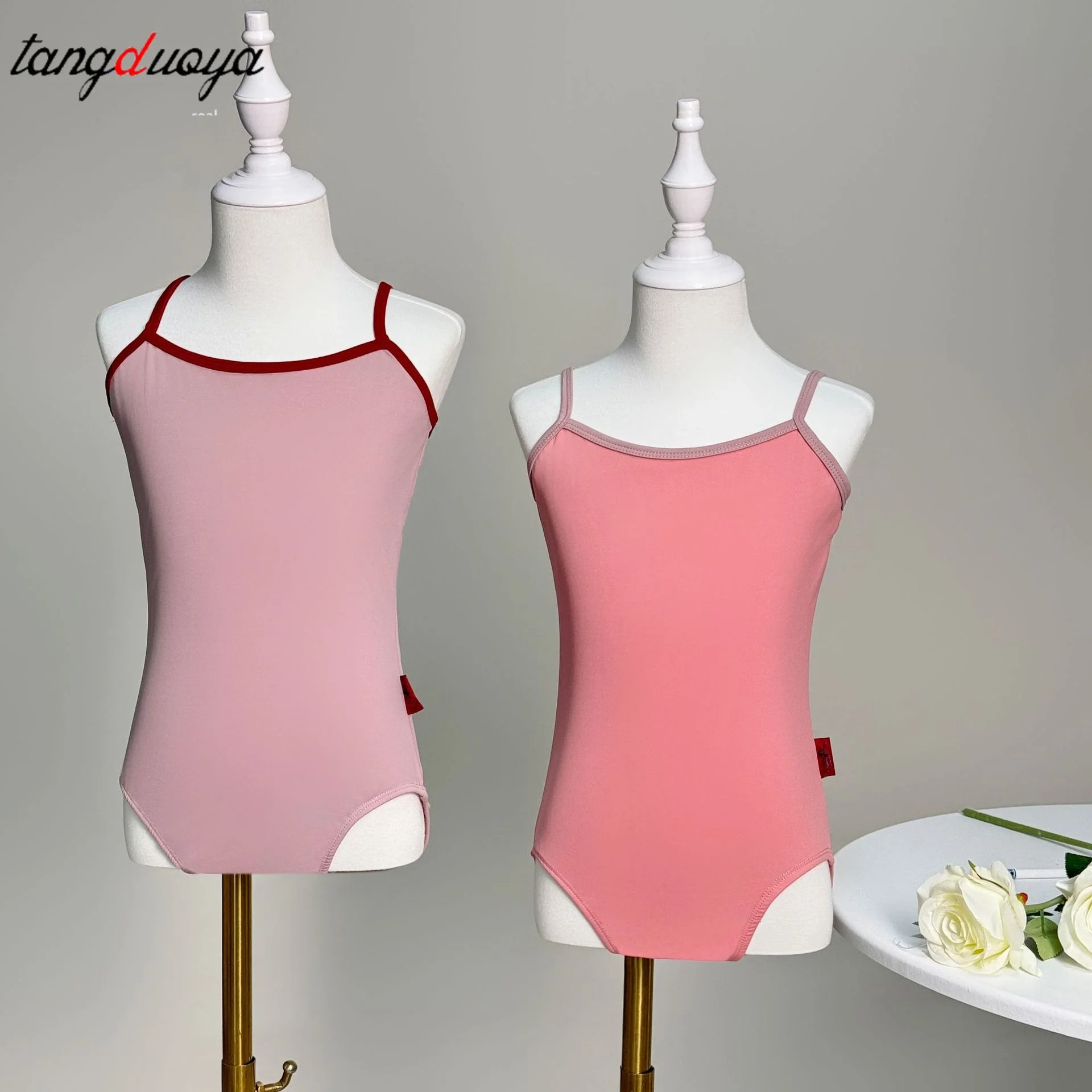 

High Quality Nylon Children Ballet Leotards Kids Girls Training Dancewear Camisole Two-color Ballet Dance Leotards