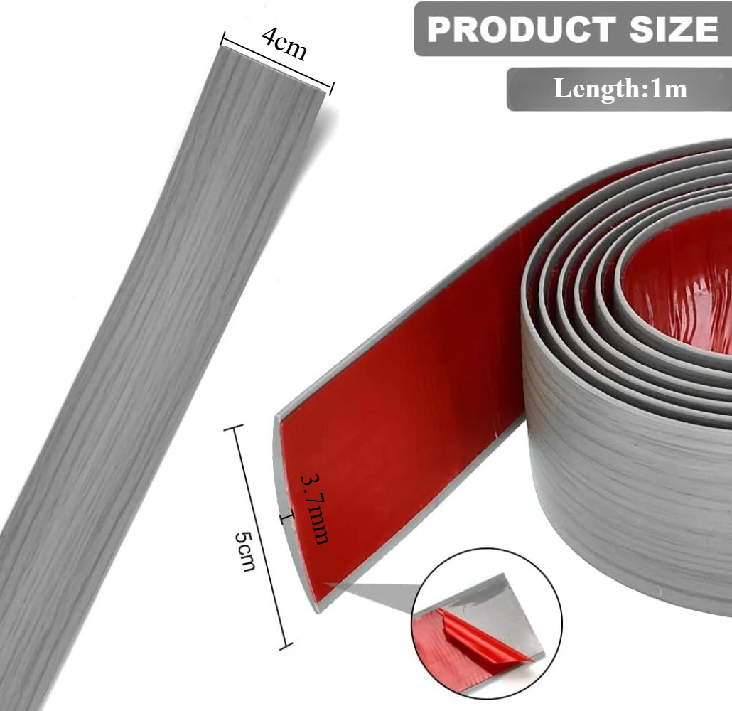 1PC 1M Wooden Floor Transition Strip Edge Banding Floor Joints PVC Abrasion Resistant Universal Edge Banding Threshold Strip