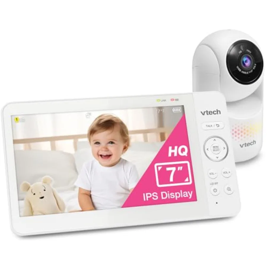 

Baby Monitor No WiFi with 7 IPS Screen Remote Pan Tilt Zoom 5000mAh 12Hr Video Battery, 1000ft Range, Night Vision, Multi-Color