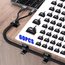 Clips organizadores autoadhesivos para gestión de cables, fijadores ajustables para escritorio, oficina y coche, 50/10 piezas