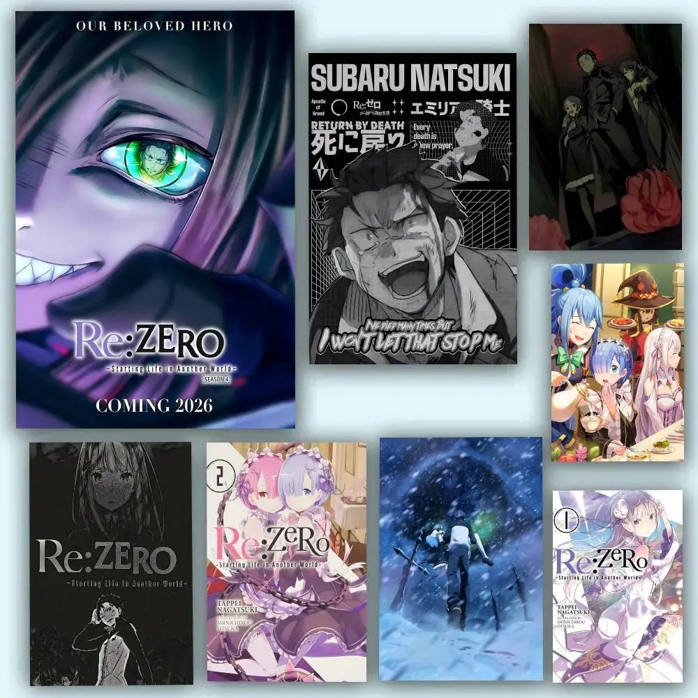Re Zero Anime Posters Self Adhesive Waterproof Ideal For Living Room Bedroom Bar Decoration